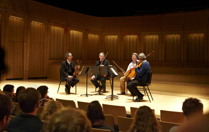 The Emerson Quartet performing in the Dora Stoutzker Hall