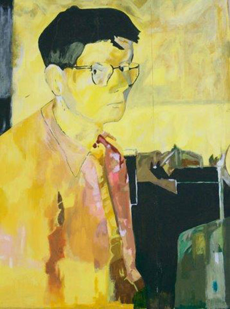 MA Design student Rory Kierans’ reproduced painting of an early self-portrait by David Hockney